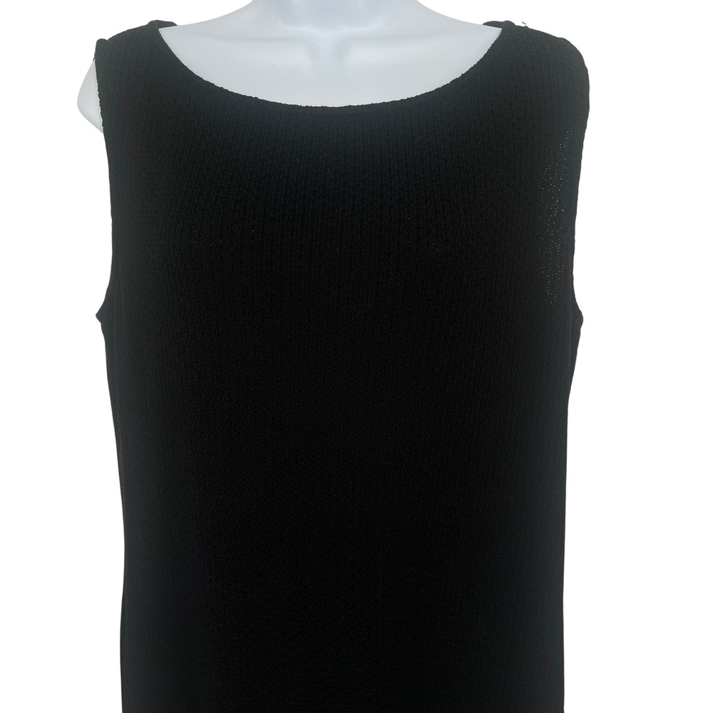 St. John Caviar Dress Women 16 Black Wool Blend Santana Knit Sleeveless Sheath - Picture 6 of 16